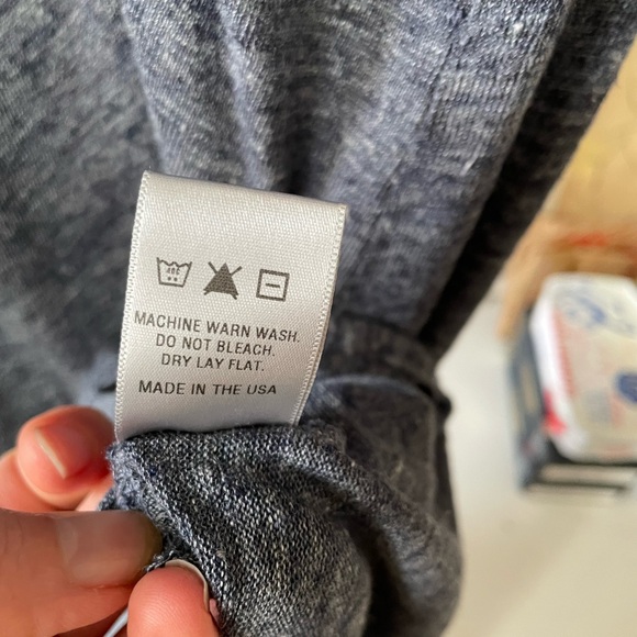 Twist Mock-neck Heather Blue/subtle Gray 100% Linen column dress - Picture 6 of 7